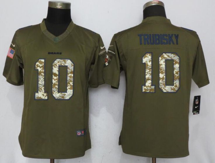 2017 NFL Women Nike Chicago Bears #10 Trubisky Green Salute To Service Limited Jersey->women nfl jersey->Women Jersey